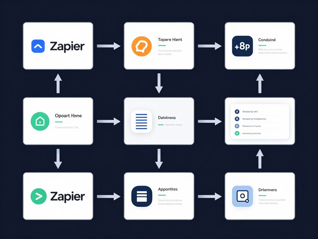 Workflow automation diagram with connected app icons