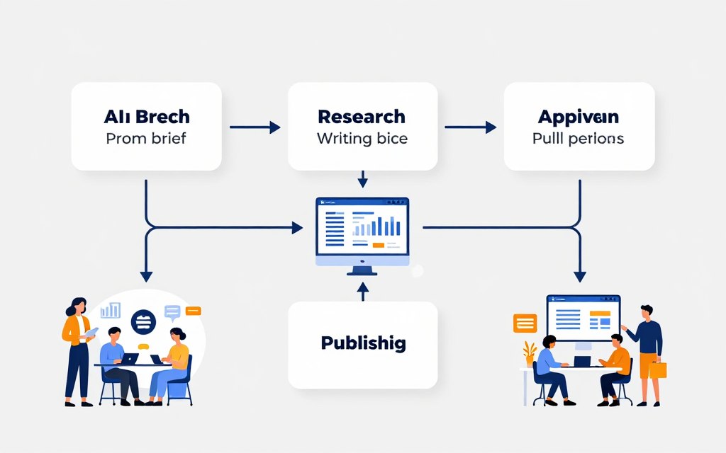 AI content creation workflow for briefs, writing, editing, and brand voice review